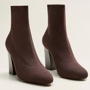 NWOB Mango Sock-style Knitted Heels Ankle Boots Size 6-6.5US / 37EU